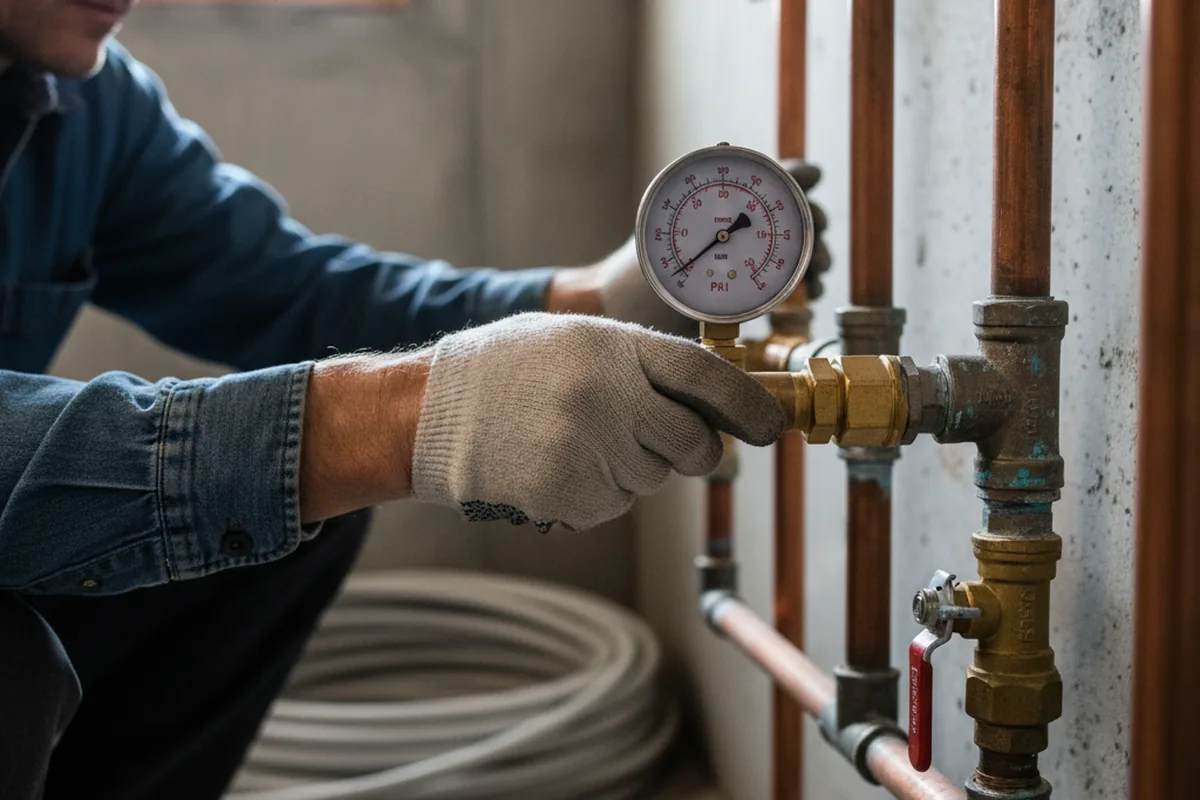 Pressure testing a repaired line during Water Line Repair in Soledad